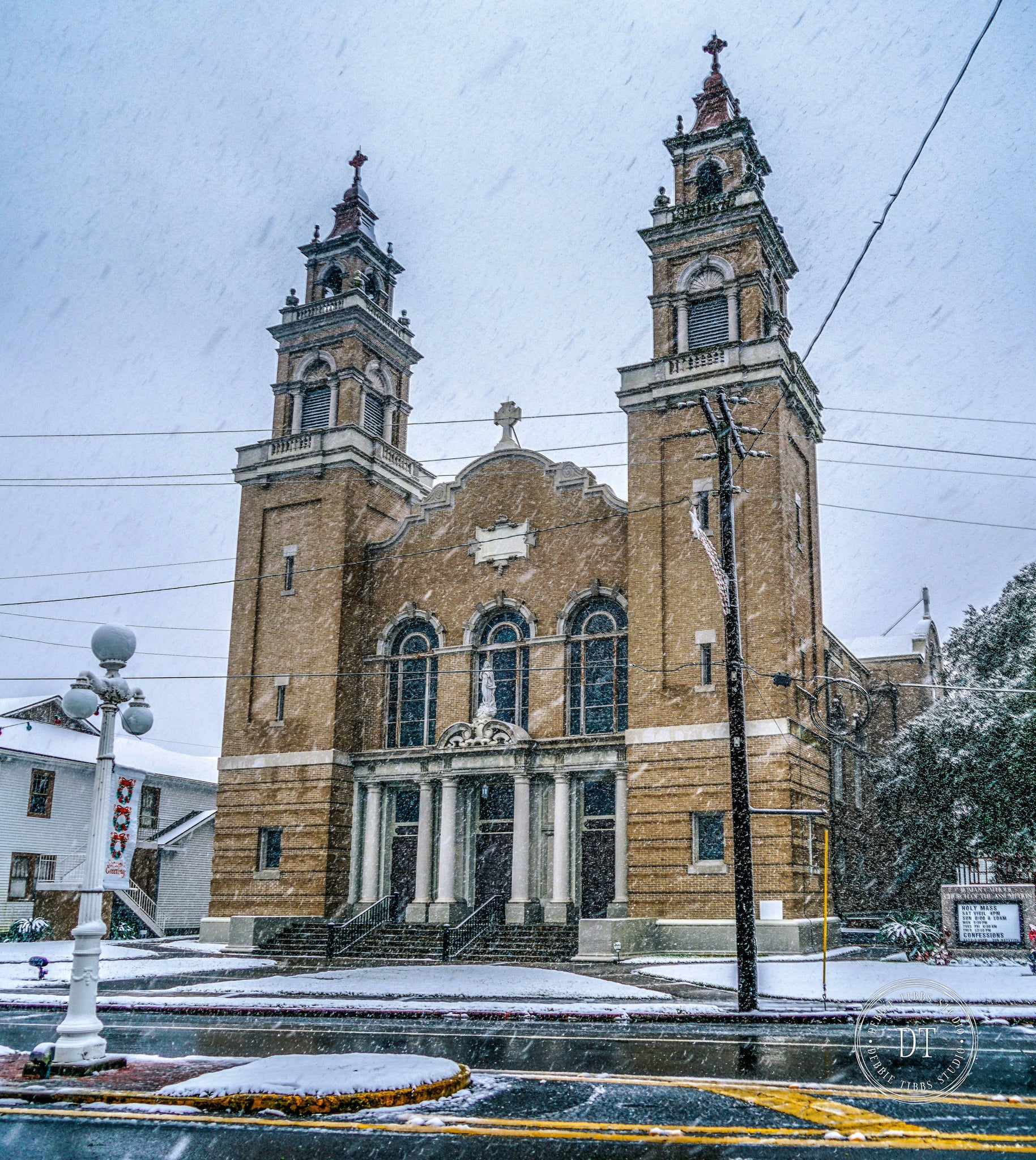 Church of Assumption in the snow